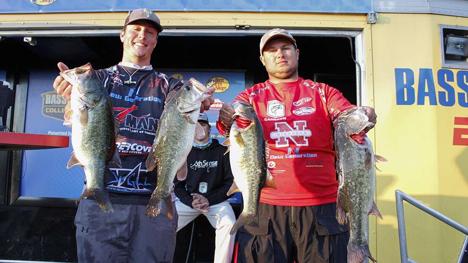 Tyler Rivet and Cameron Naquin of Nicholls State (3rd, 53-9)