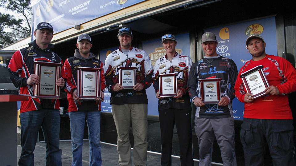 The Top 3 finishers from the Carhartt Bassmaster College Series Central Regional presented by Bass Pro Shops.
