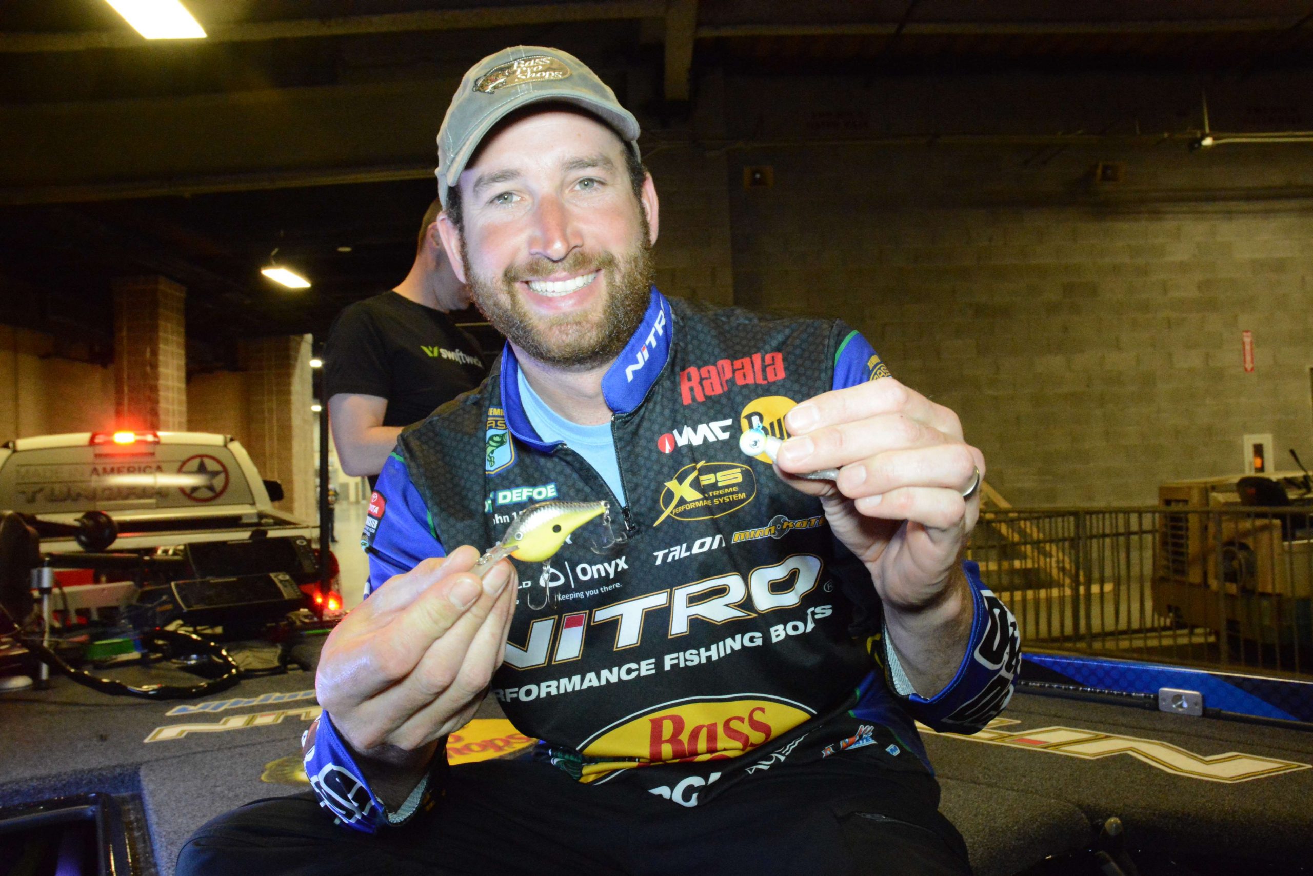 <b>Ott DeFoe</b><br>
The 10th place finisher caught most of his smallmouth using a 3/8-ounce VMC Neon Moon Eye jig with an unnamed white plastic fluke-style trailer. âI was fishing vertically with the jig and switched to a crankbait for largemouth,â said DeFoe. That choice was a Rapala DT 6 in Old School pattern. 