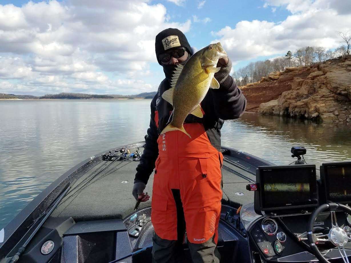 Daniels just landed his 10th keeper/5th cull, a good size smallmouth. Again, he's making a really good bag better ounce by ounce. Marshall Will Eads 