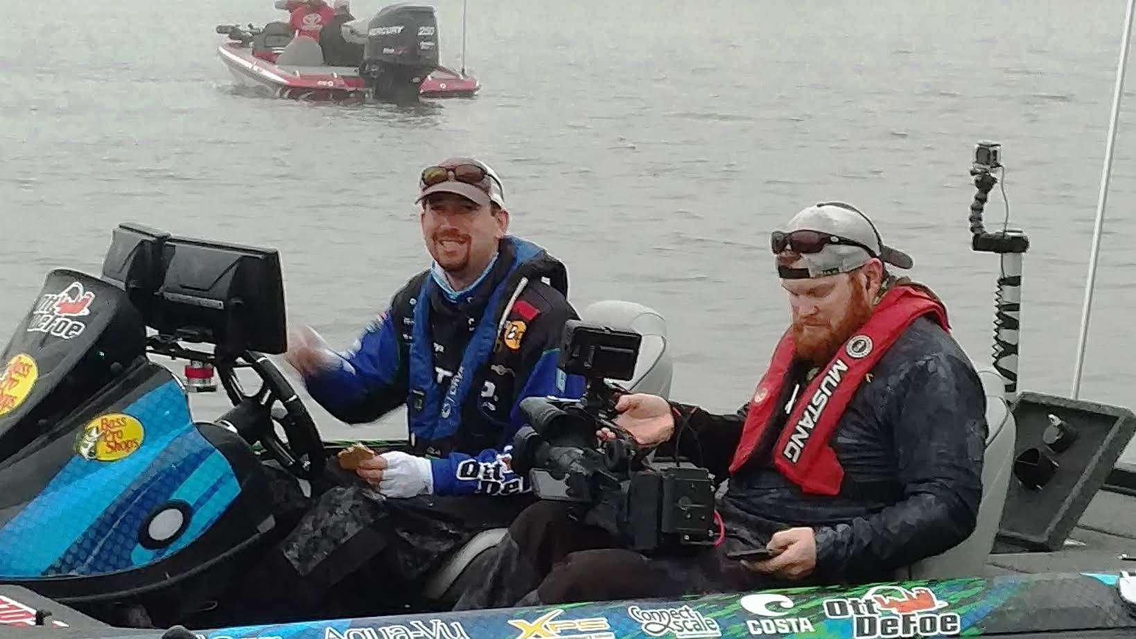 As the second day on Lake Okeechobee begins, Day 1 Leader, Ott DeFoe, gives a nice smile as he eases out to the lake for another day of action.