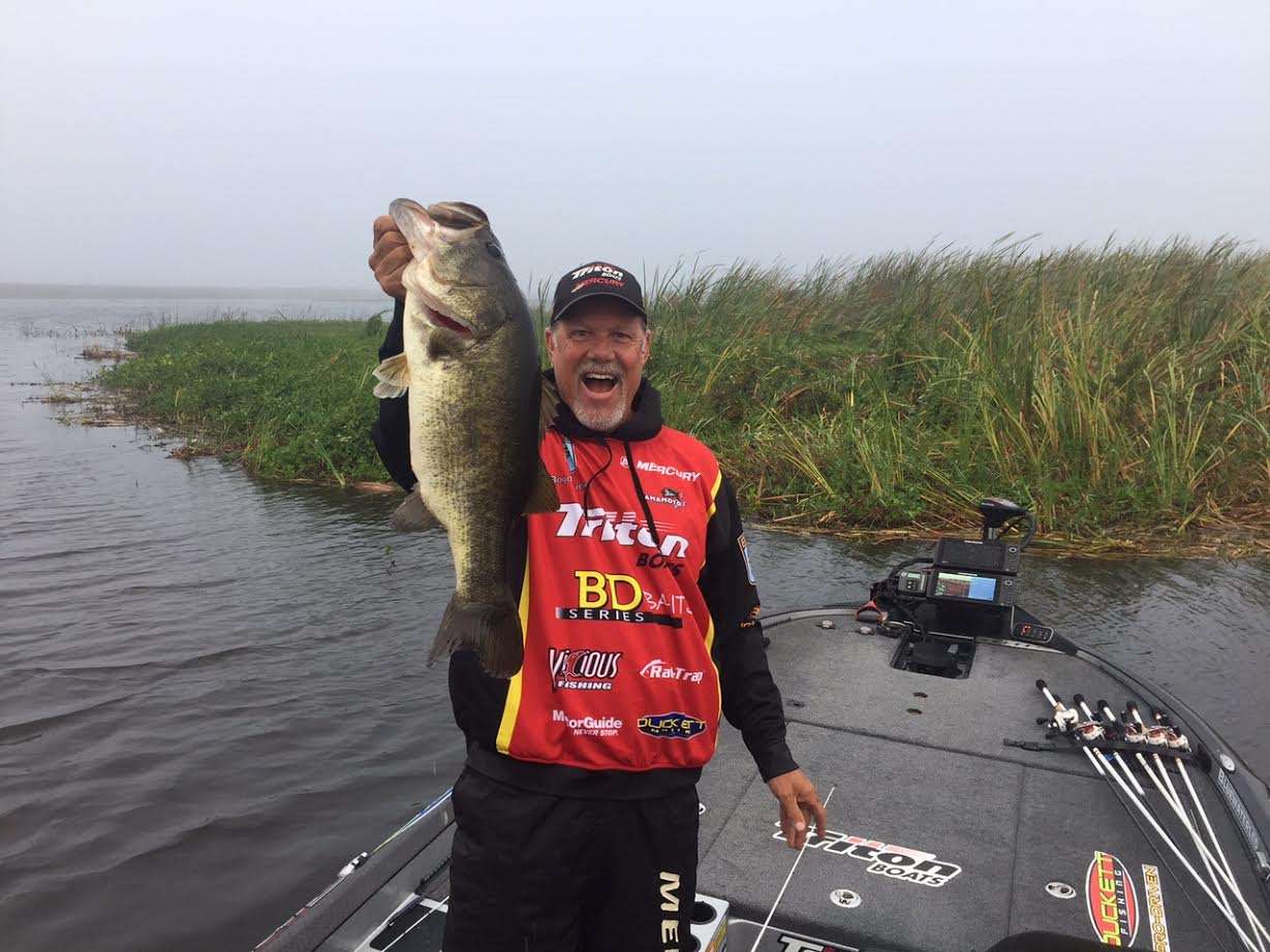 Boyd Duckett lands a 6.5-pound bass for his second fish in a location he didn't pre-fish. New water paid off.