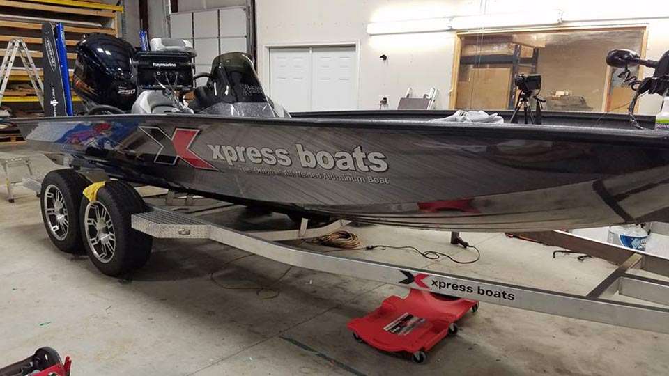 New Elite Skylar Hamilton showed off the Express aluminum boat he will fish in this year. 