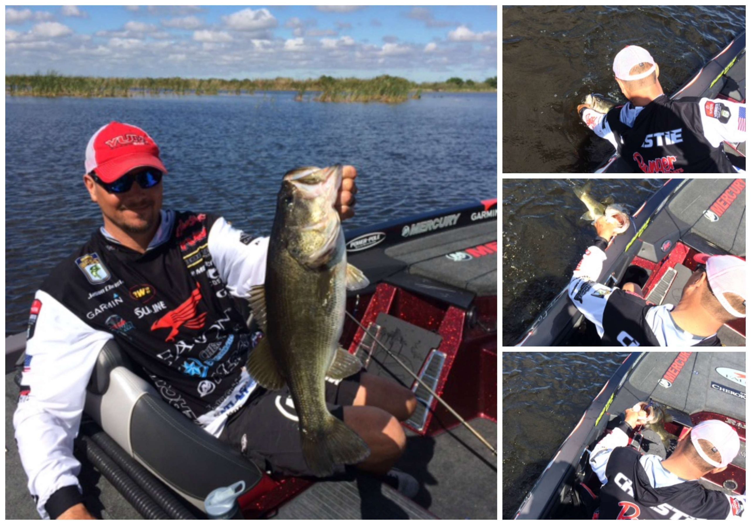Jason Christie has continued to methodically pick apart his area and has been rewarded for his persistence. This 5-pound fish hit his bait hard. Jason thinks it will continue to improve as the water warms up today.