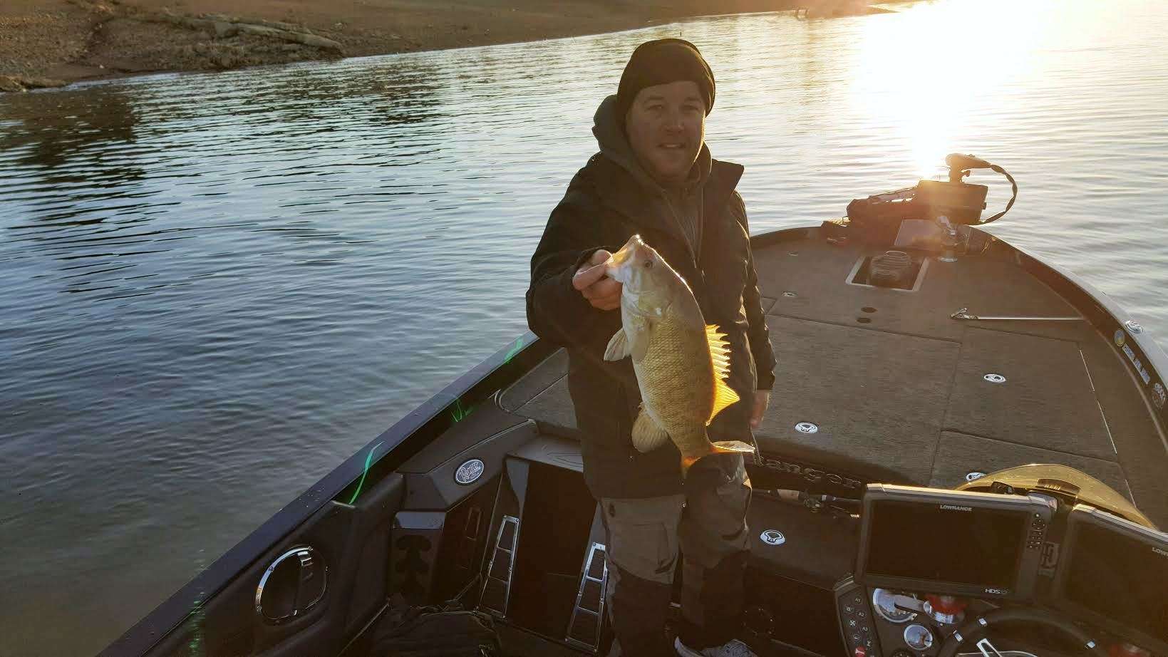Kelley Jaye is on the board with a 3.5-pound smallie. Good way to start the day!