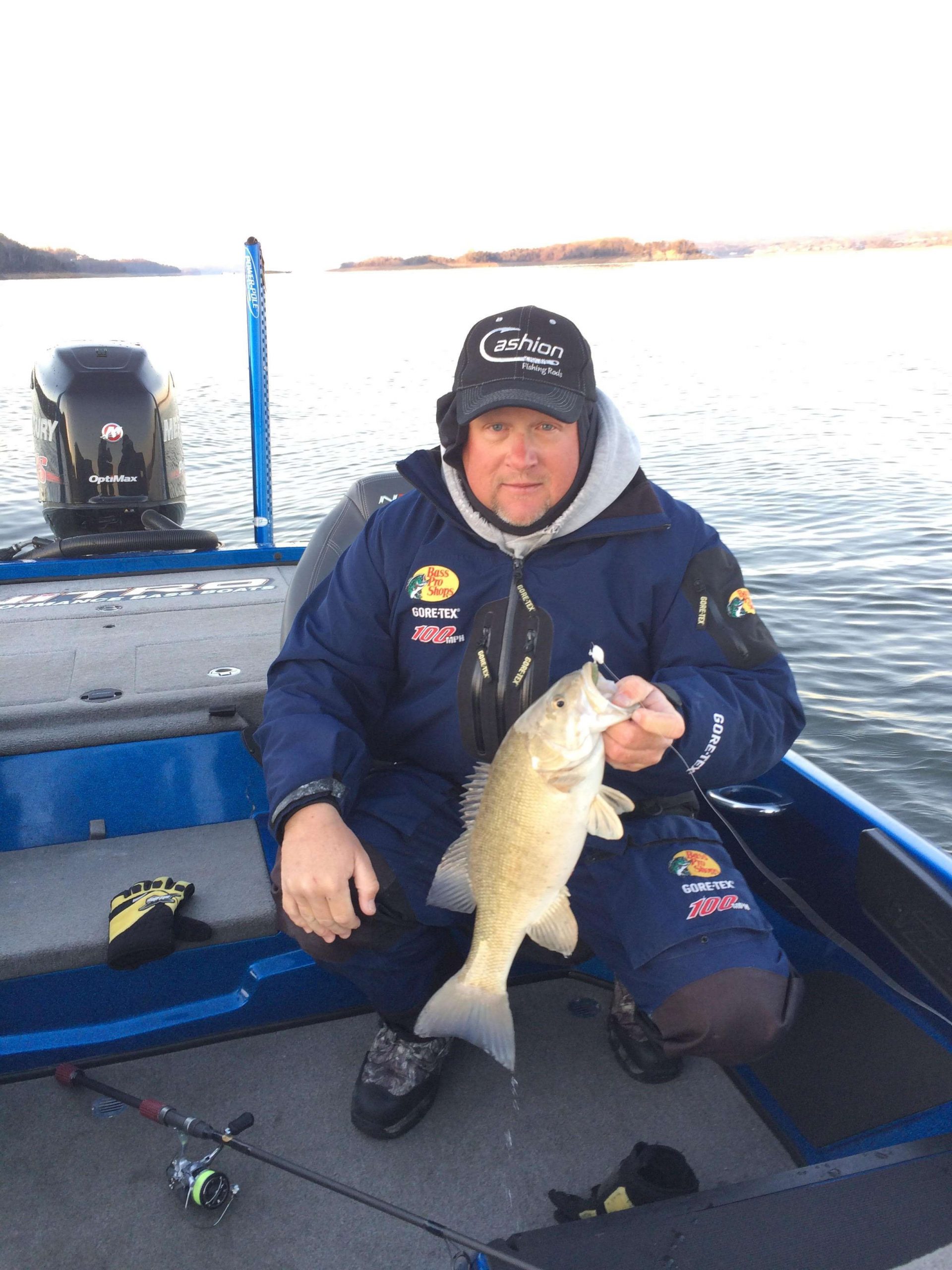 Jamie Hartman is off to a quick start with a solid smallmouth.