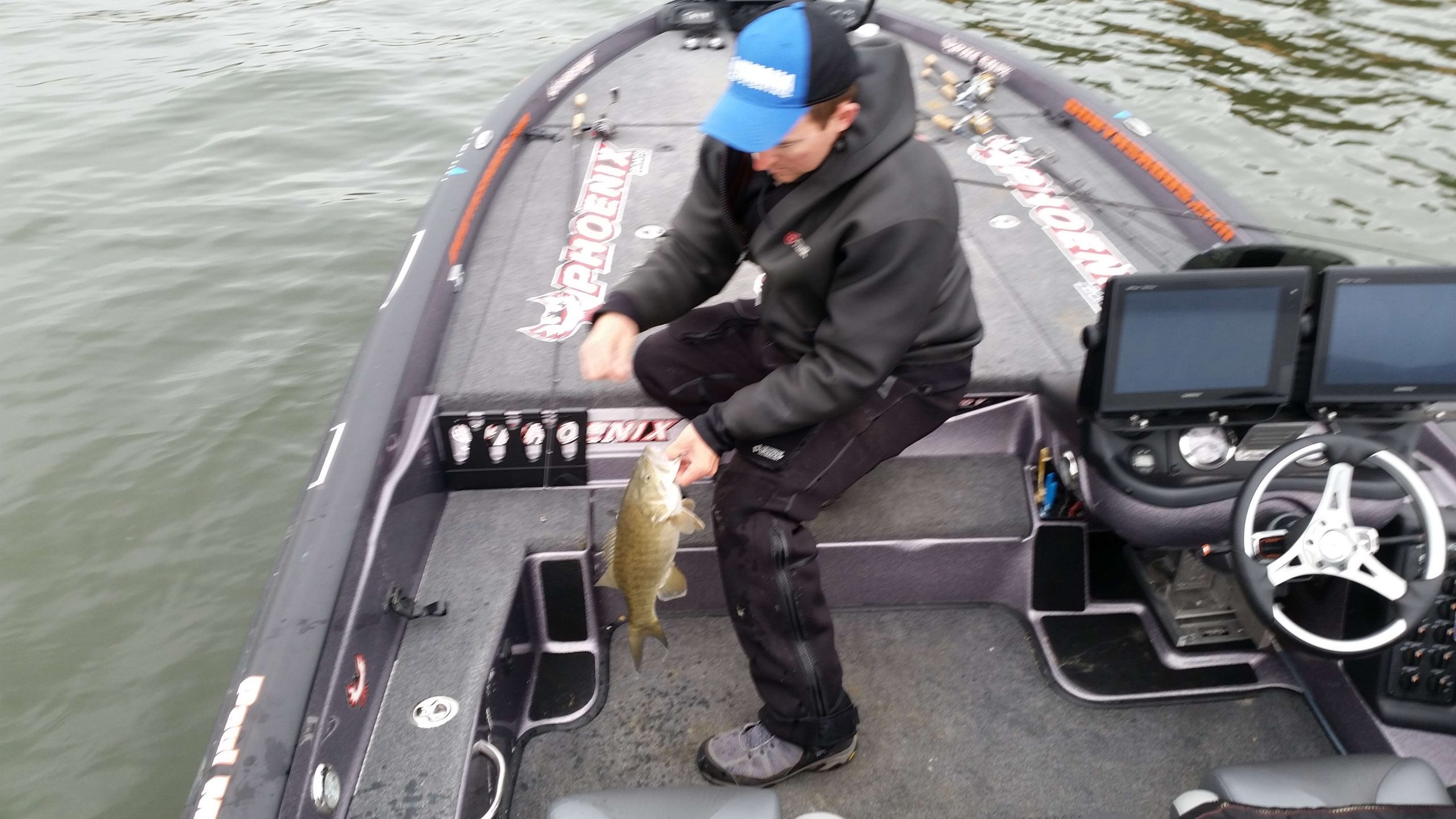 Paul Mueller culling up with this 3.25-pound smallie.