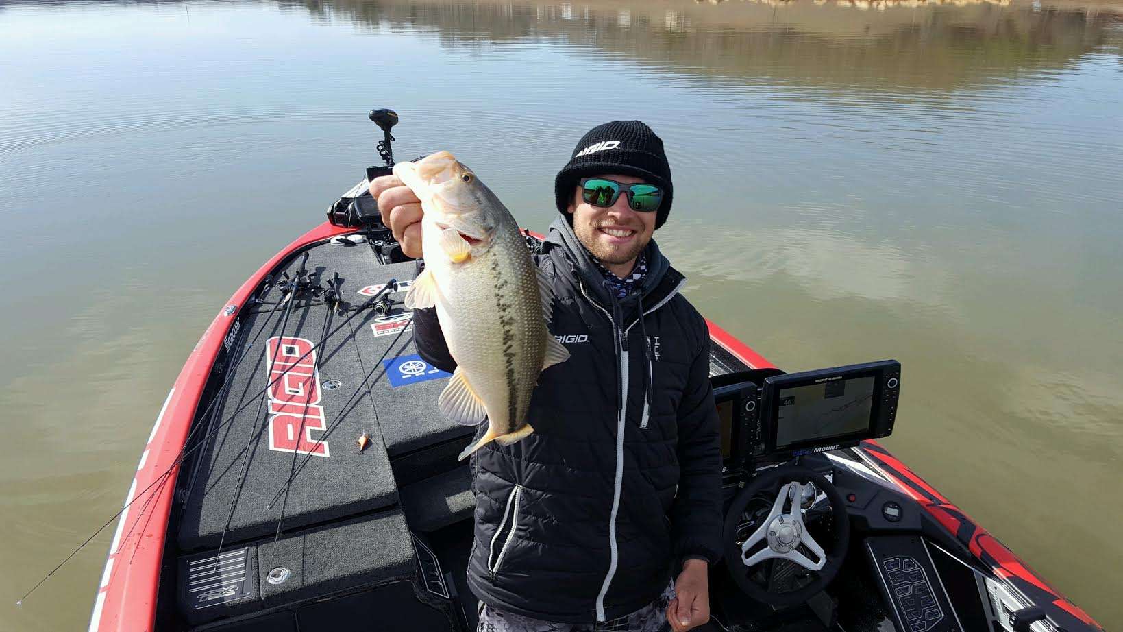 It's starting to happen for Brandon Palaniuk on the latest stop. Three catches and one nice and one lost. This fish is 2 1/2 pounds for a 3/4-pound upgrade.