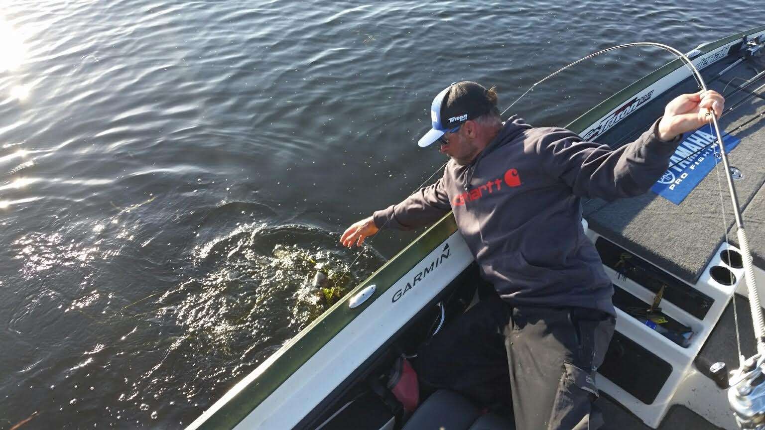 Jeff Kreit working a fish into the boat...