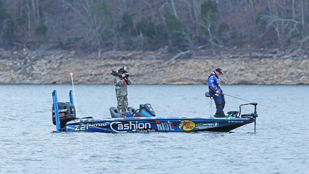Jamie Hartman started his day in third place, and made his first casts where he's been fishing all week.