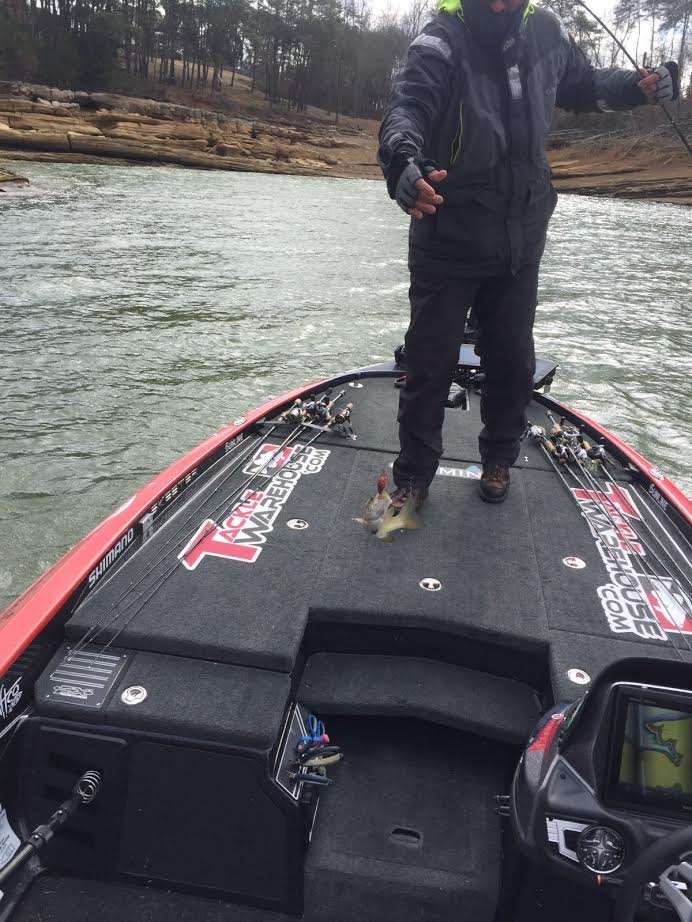 Jared Lintner lands another smallie; unfortunately, it's just shy of 15 inches.
