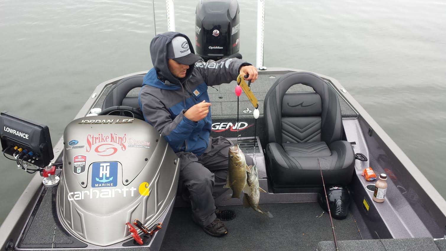 Jordan Lee is culling up a few ounces; he has caught other keepers that didn't help his total.

