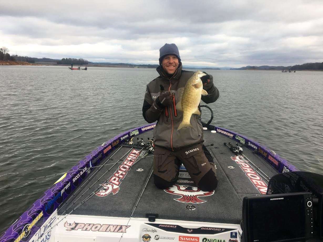 Aaron Martins with his first keeper, a solid 3-pounder
