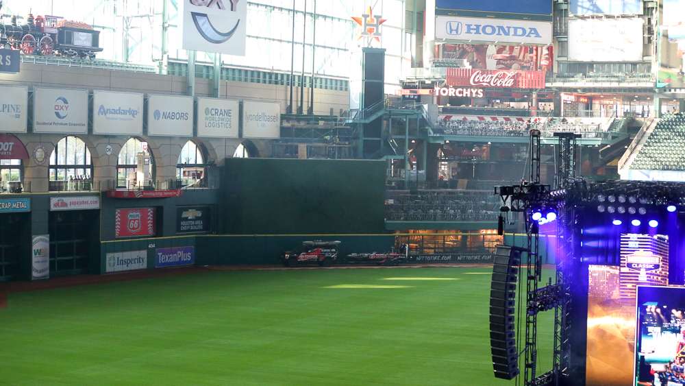 Sitting in the upper deck of Minute Maid Park, the weigh-in took on a different feel from any Classic there's ever been. The angler's rigs slowly made their way around the field at the Park, never touching the grass.