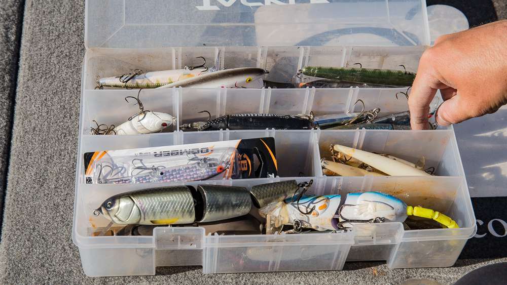Jesse keeps an eclectic collection of larger hard baits in here.