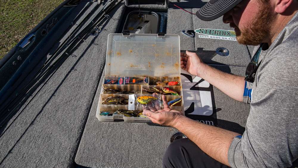 The rust doesn't bother Jesse â when it's time to use those specific baits he's going to change the hooks anyway. Why waste time removing hooks? Also adds some character to his tackle storage. 