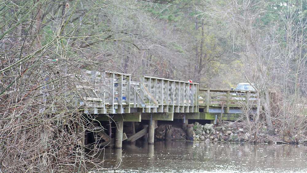 Small and secluded bridges, such as this one here, will offer professional bass anglers ideal fish-holding structure to work with a myriad of presentations. 