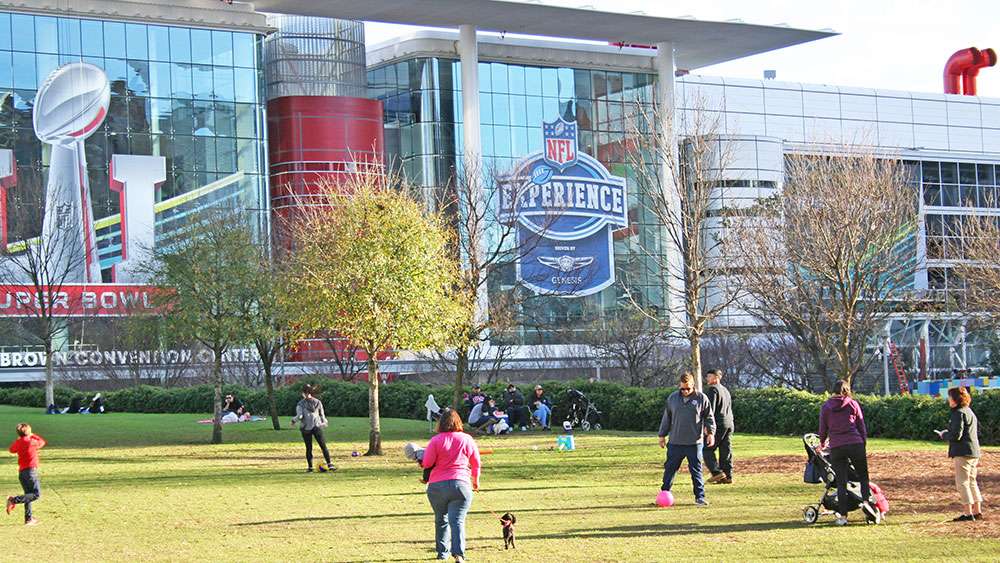 Need some fresh air? Take the family outside for a break across the street in Discovery Green.