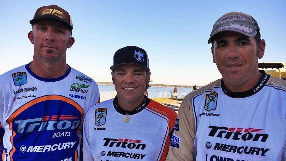 A majority of the B.A.S.S. Nation qualifiers, all fishing their first Classic, have their memories tied to the Nation. âFirst Classic I watched was Bryan Kerchal, which was very cool,â Timmy Klinger (center) said. âSuch a young guy flipping a little 4-inch worm around docks. I will never forget about the hamburger flipping kid!â Ryan Lavigne (right), the unlikely Nation champion because he came from the non-boater side, also favors Kerchal while Darrell Ocamica (left) said Omori.