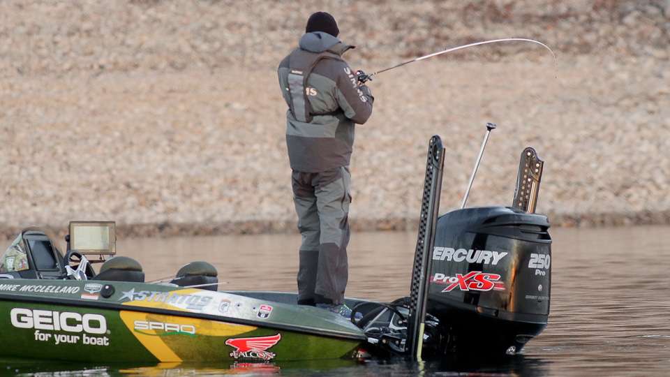 Steve Bowman went on the water with tournament leader Mike McClelland on the final day of the 2017 Bass Pro Shops Central Open #1 on Missouri's Table Rock Lake.