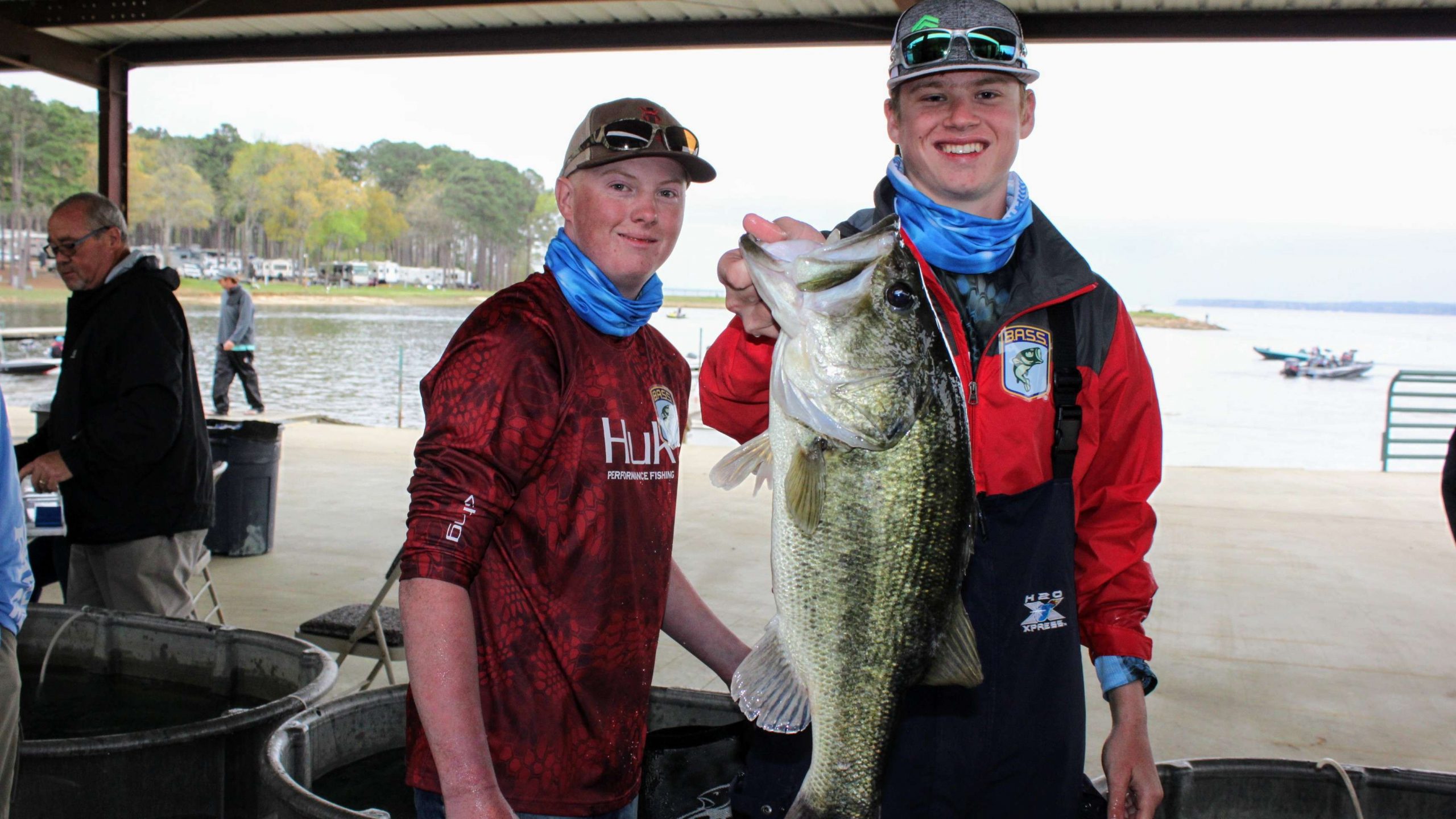 Nolan Wright and Coltin Pool of Blanchard (Okla.) High display this
  big bass backstage -- further proof that Toledo Bend was turned on
  Saturday.
