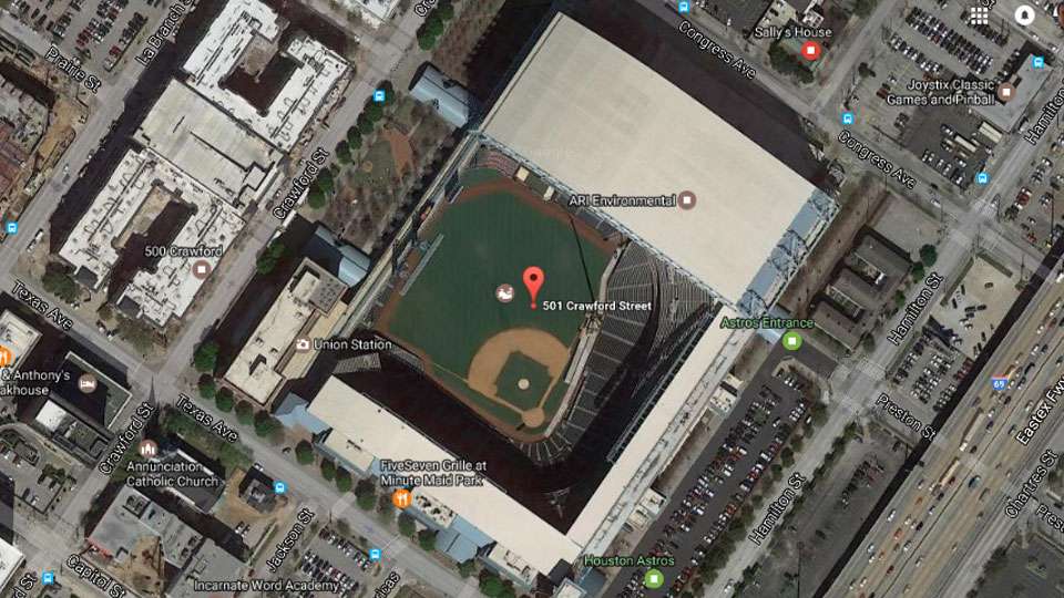 Here is where the weigh-ins will be held, Minute Maid Park in downtown Houston. It is home of Major League Baseballâs Houston Astros. The address is 501 Crawford St., but we donât think you will have too hard of a time finding it. There are 25,000 parking spots within walking distance, so come on down and help us set some records.