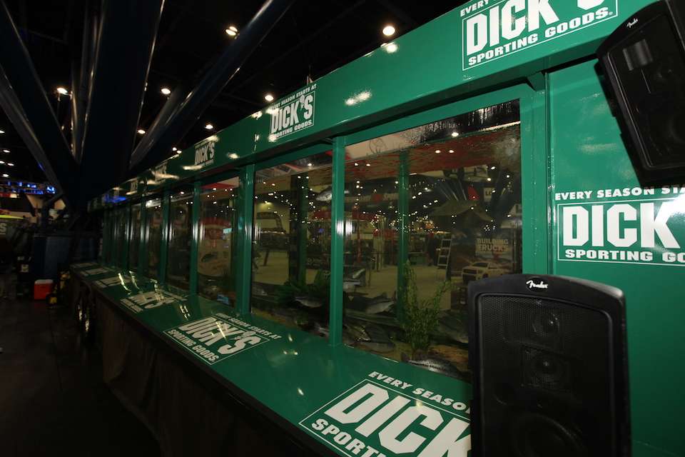 This tank got lots of use during the GEICO Bassmaster Classic presented by DICKâS Sporting Goods. The pros shared tips and tactics, while nearby show attendees took advantage of great deals on tackle.  