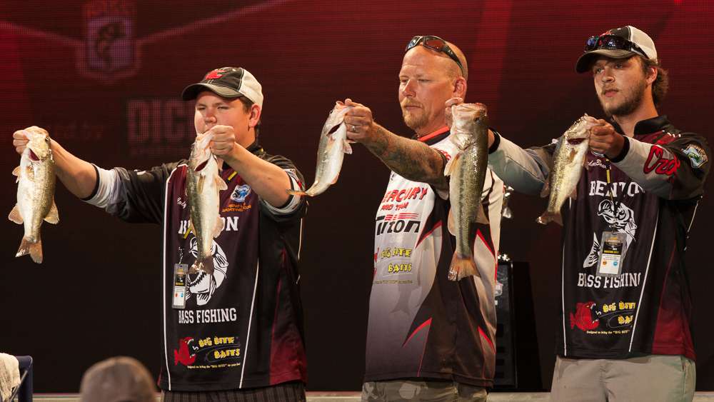 Benton High School from Illinois had five fish for 10 pounds 5 ounces. Cody Miles and Jordan Bowlin. 