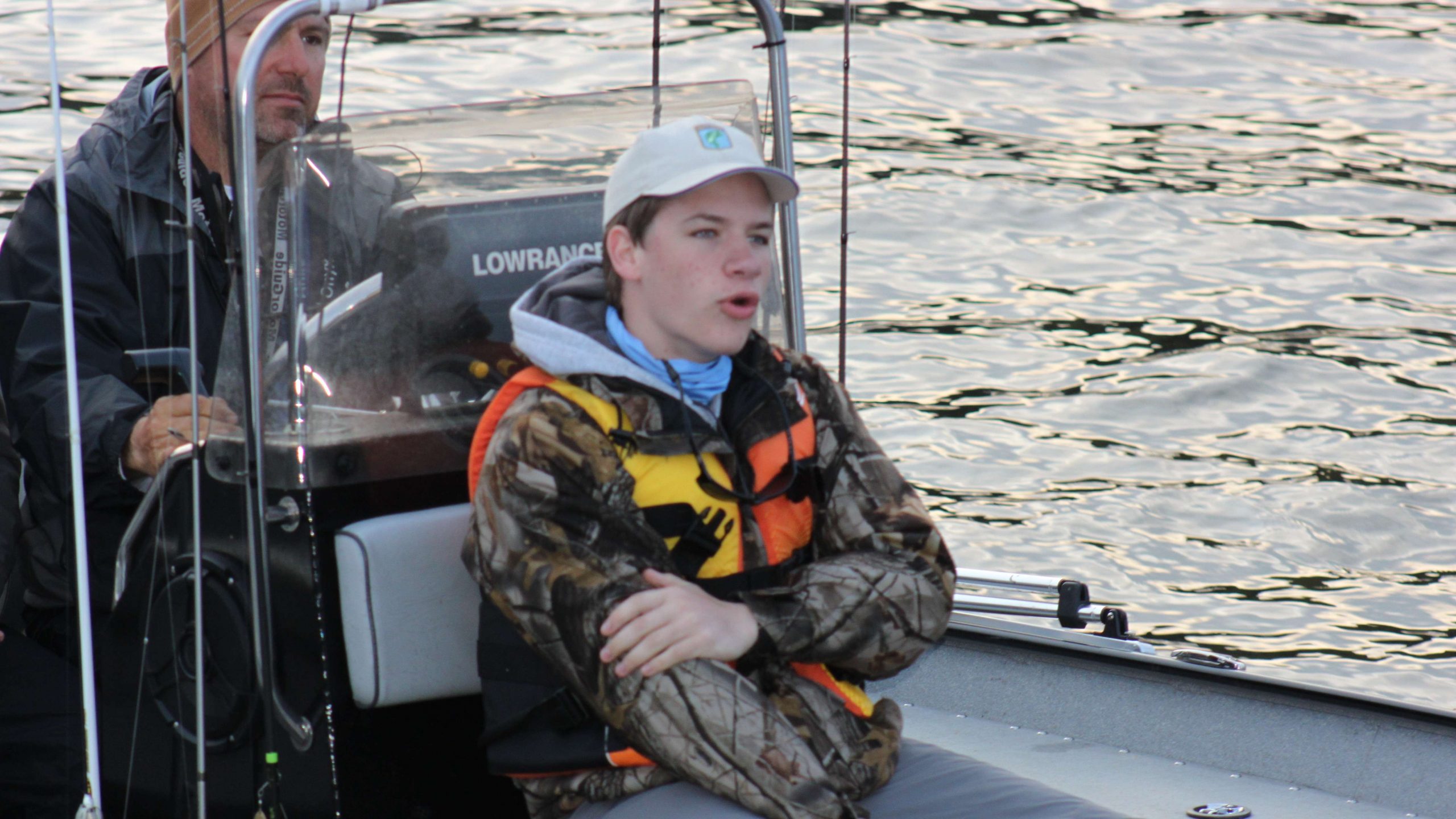 Dillon Wilson of Northlake Christian School in Covington, La. sits up front as he and teammate Christopher Capdebosq prepare for take-off.