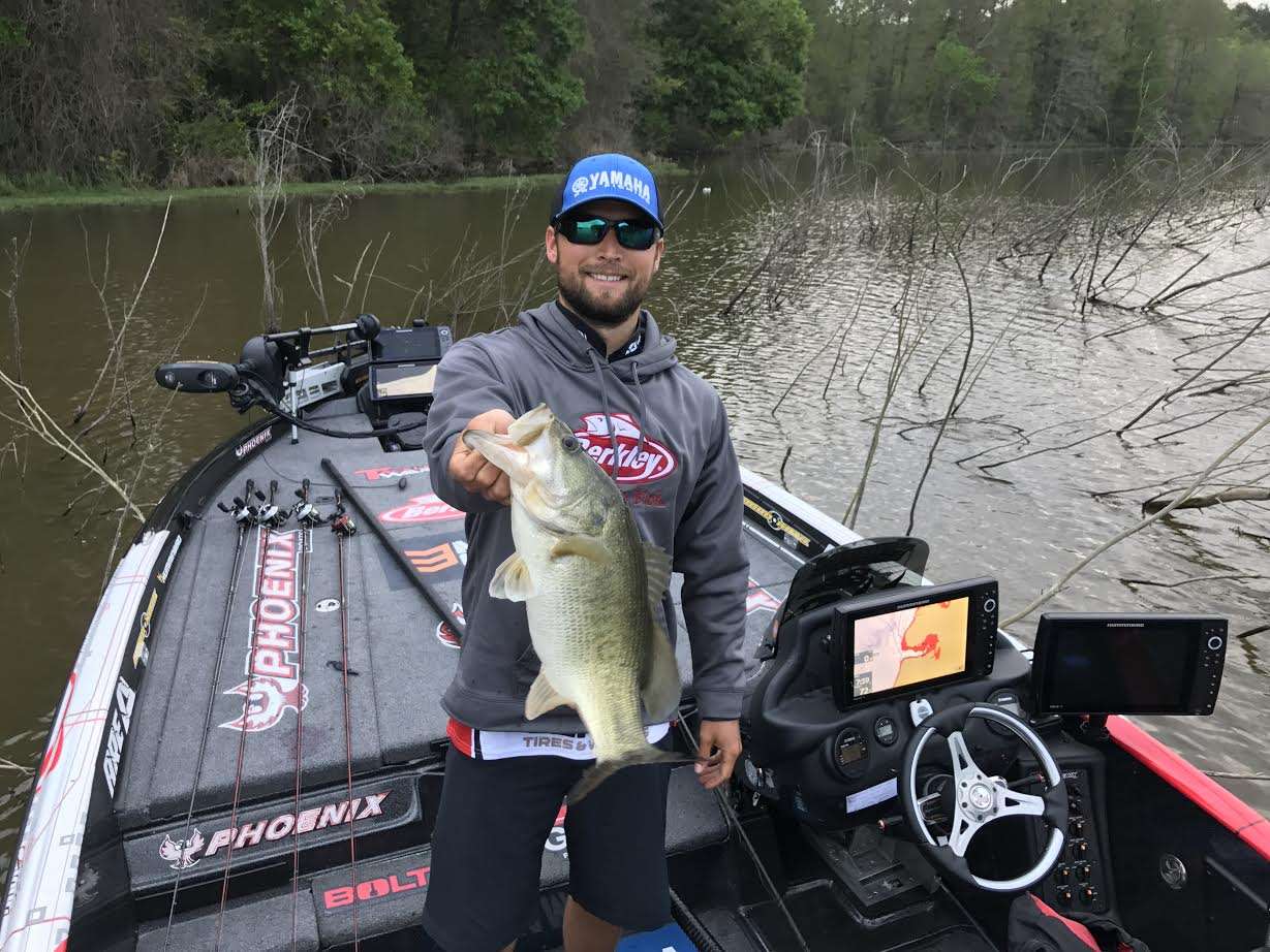 Justin Lucas catches a nice one to start the day.