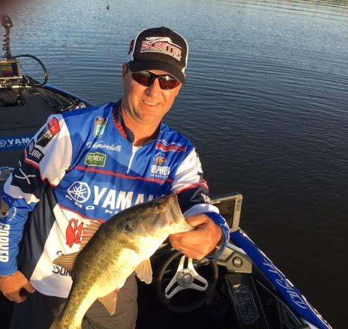 Todd Faircloth starts out all business with this first-of-the-day 2-1/2 pound Lake Conroe green fish. A nice opening!