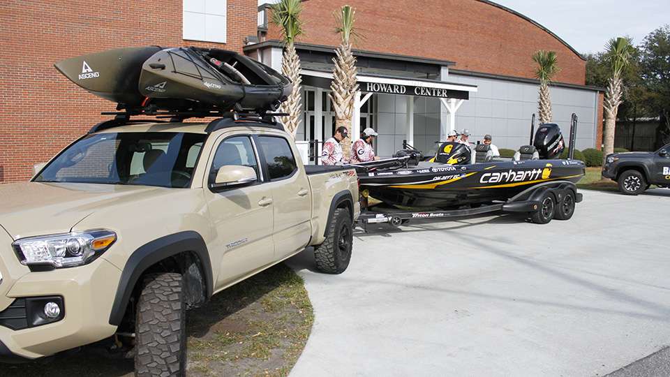 The Carhartt and Toyota rig was parked outside and directed anglers towards the meeting.