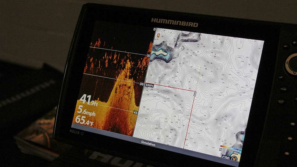 Bill Carson of Johnson Outdoors had a Humminbird Helix set up for teams to check out.
