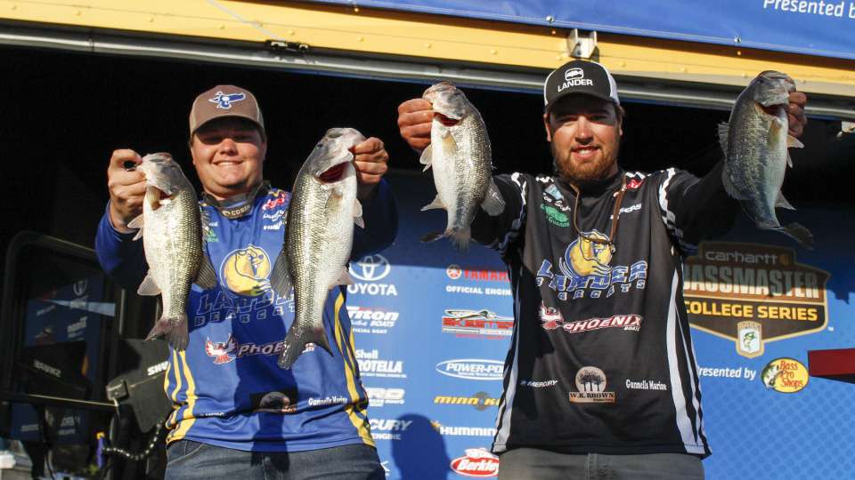 Collin Smith and Ben Stone of Lander University (4th, 34-5)