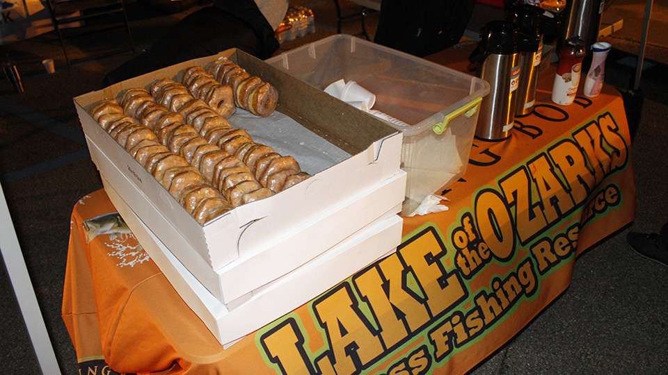 Lake of the Ozarks Bassin' Bob had doughnuts on hand for anglers. I may have grabbed one.