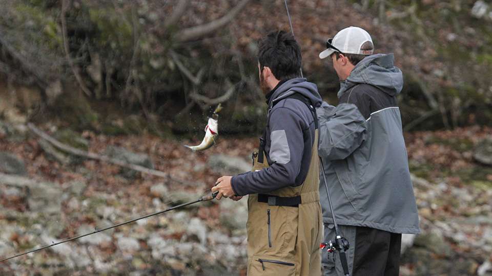 His new partner Cameron Brooks hooked up with a  small fish that didn't help them. 
