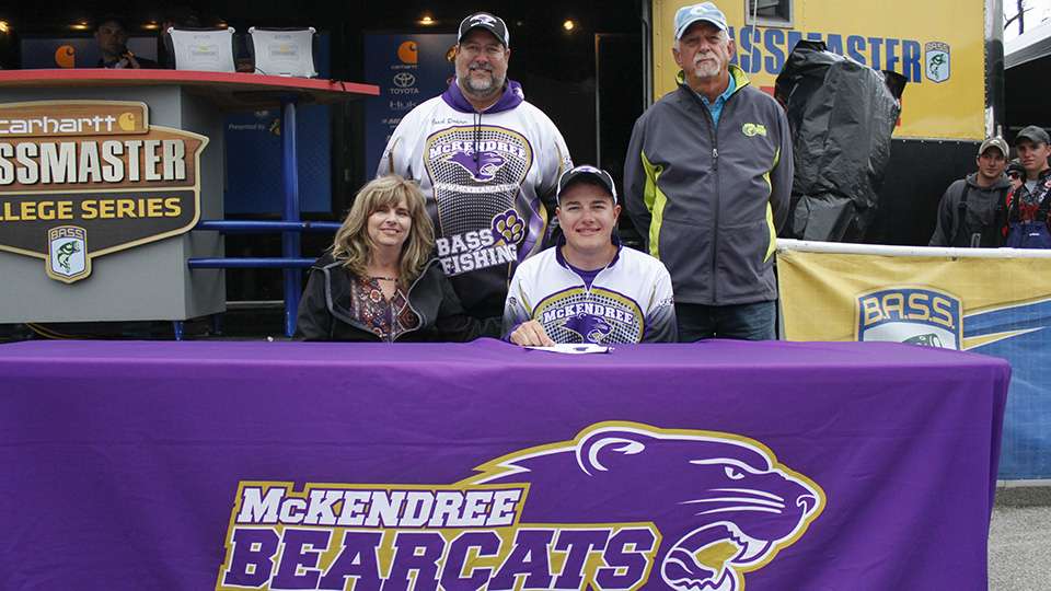 McKendree signed high schooler Joseph Bruener to a fishing scholarship during the weigh-in.
