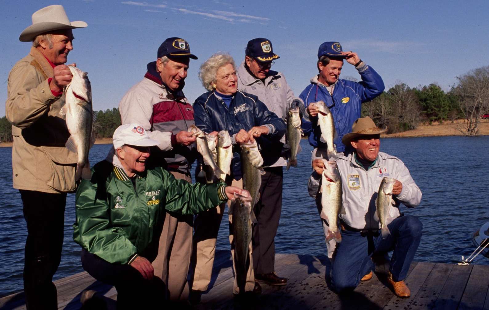 Former First Lady Barbara Bush (center) always seemed to catch the biggest bass.