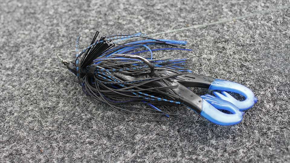 Weidler spent all week flipping overhanging brush along shorelines with this rig. His choice was a 3/8-ounce Dirty Jig Signature Canterbury Flippinâ Jig, black and blue. He added an H&H Swamp Frog, black with white feet. He dyed those blue to match the jig. âWhat that also does is add an interesting action, and make it more durable.â
