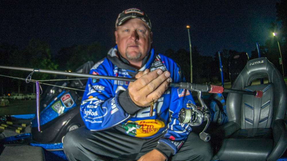 <b>Jamie Hartman</b><br>
The third-place finisher and native upstate New Yorker brought a favorite deepwater tactic and lure to finish third at Toledo Bend. He made a drop shot rig with this 6-inch Roboworm Special FX Straight Tail Worm, M.M. II pattern, with a 1/0 Owner Worm Hook. 
