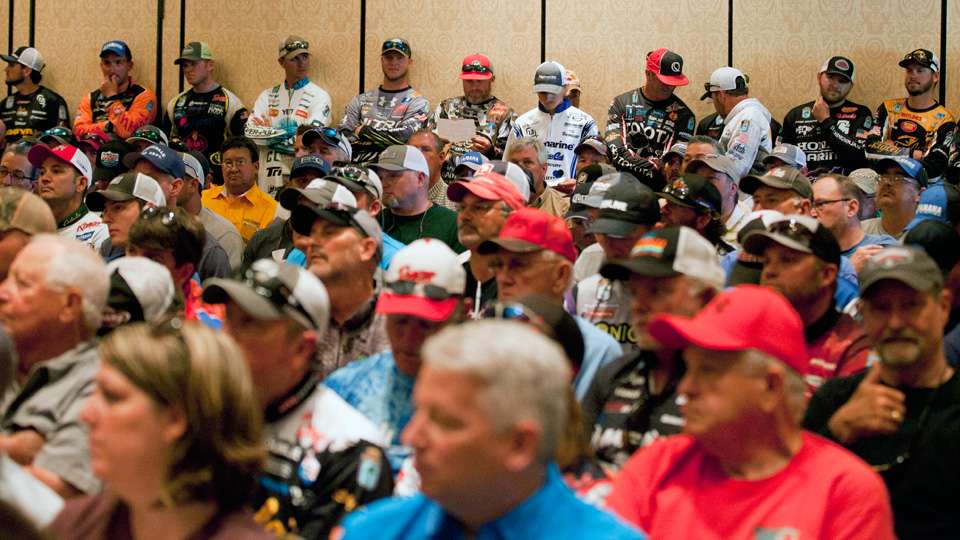 The meeting room was completely full after Elite Series anglers joined the Marshals. 