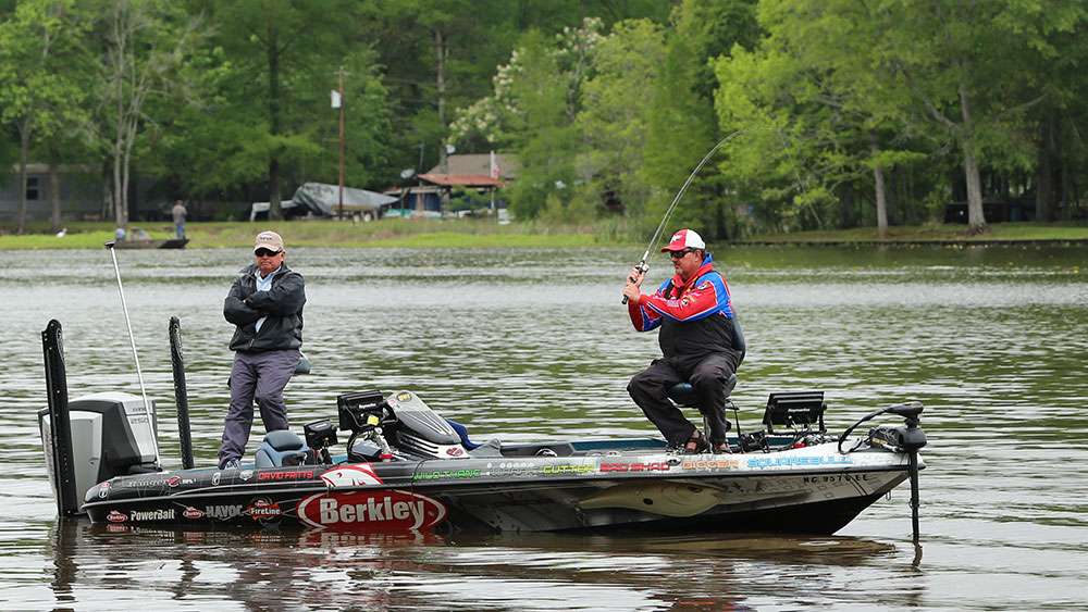 Moving on, we found legendary angler David Fritts working a point.