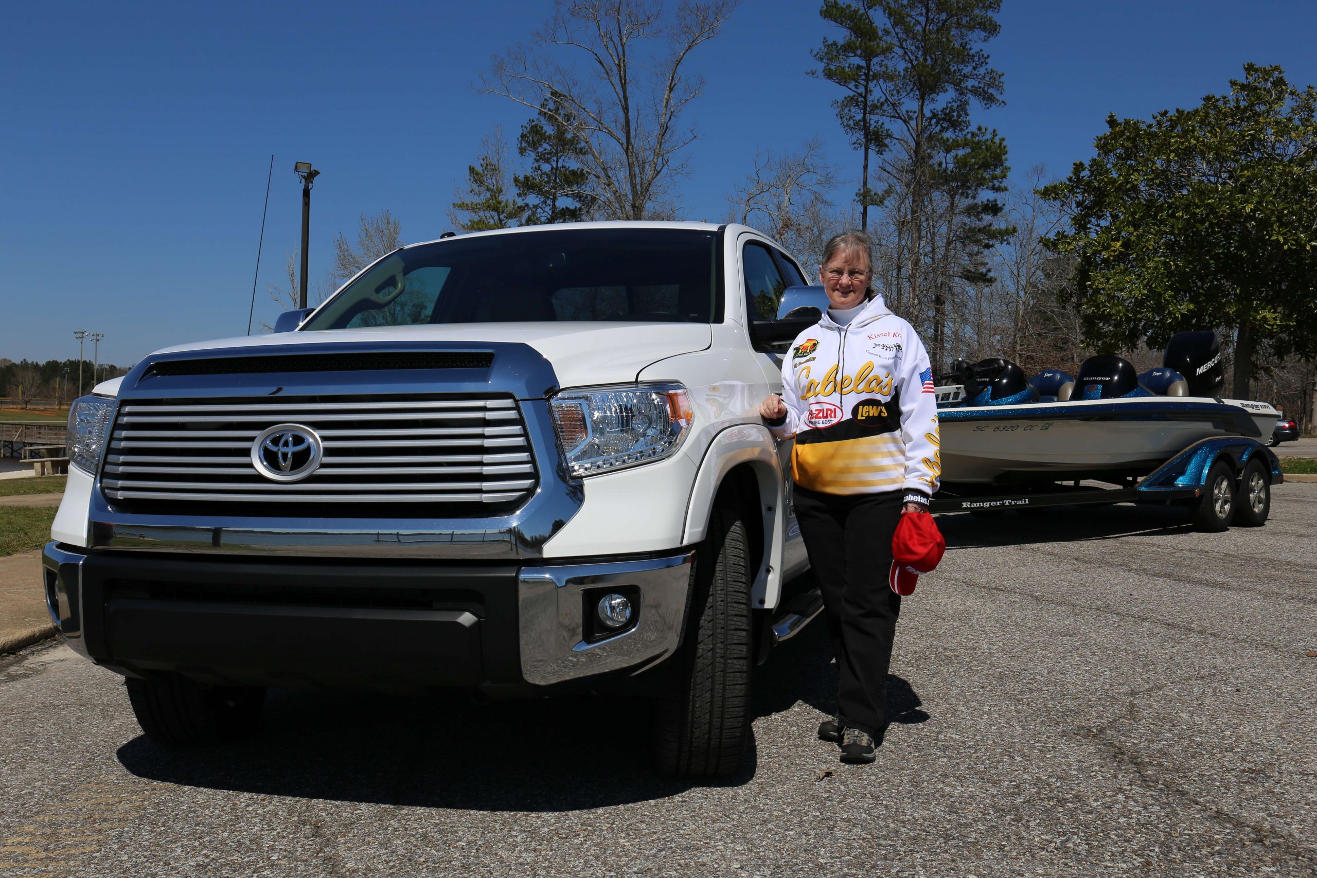 Meet Martha Goodfellow. Her husband introduced her to fishing about 25 years ago, and after gaining confidence fishing with him, she branched out to lady and team tournament trails. Martha's been competing in the Lady Bass Anglers Association Women's Pro Bass Tour since 2011, and she's won multiple Toyota Bonus Bucks awards while fishing LBAA. 