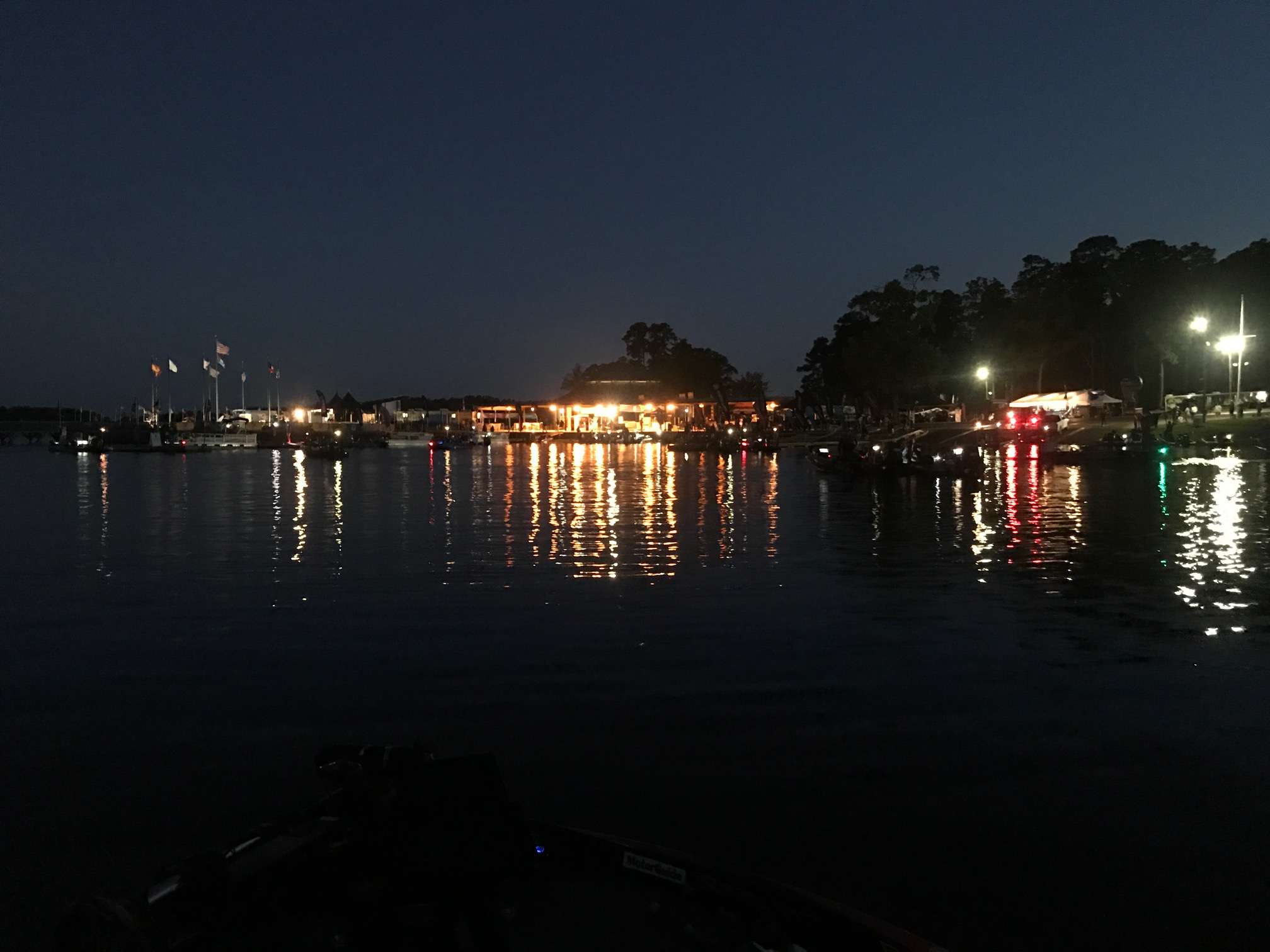 15 minutes to takeoff...slightly warmer today with slight breeze blowing the flags.  Everything is moving much quieter this morning.


<br><br>
<i>Looking for more on-the-water action from the marshals?  Check out the <b><a href=https://www.bassmaster.com/slideshow/marshals-day-1-toledo-bend target=