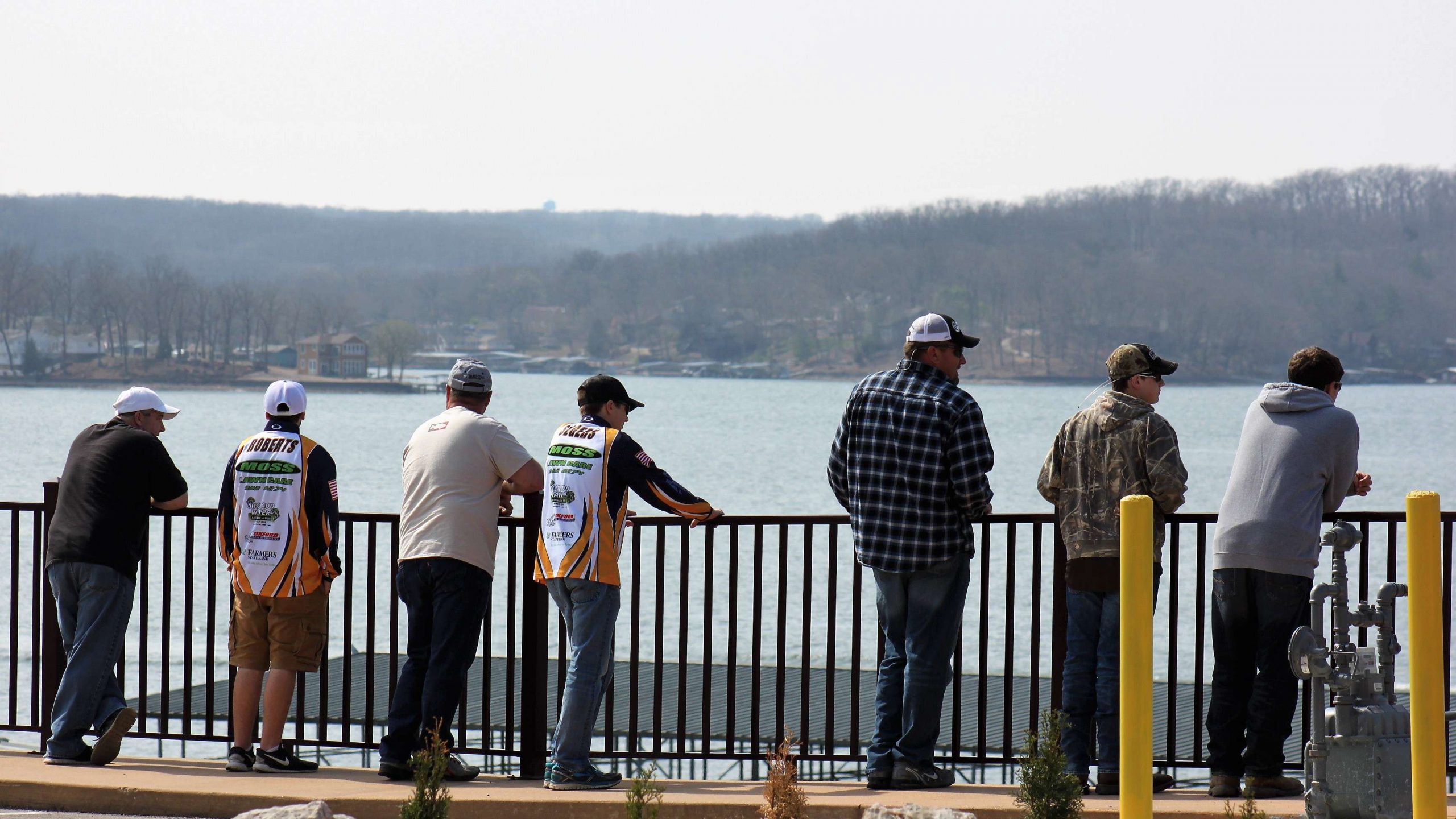 Some anglers, coaches, and parents stand high above the water to take in the panoramic view. Registration and briefing was held at Camden on the Lake Resort.