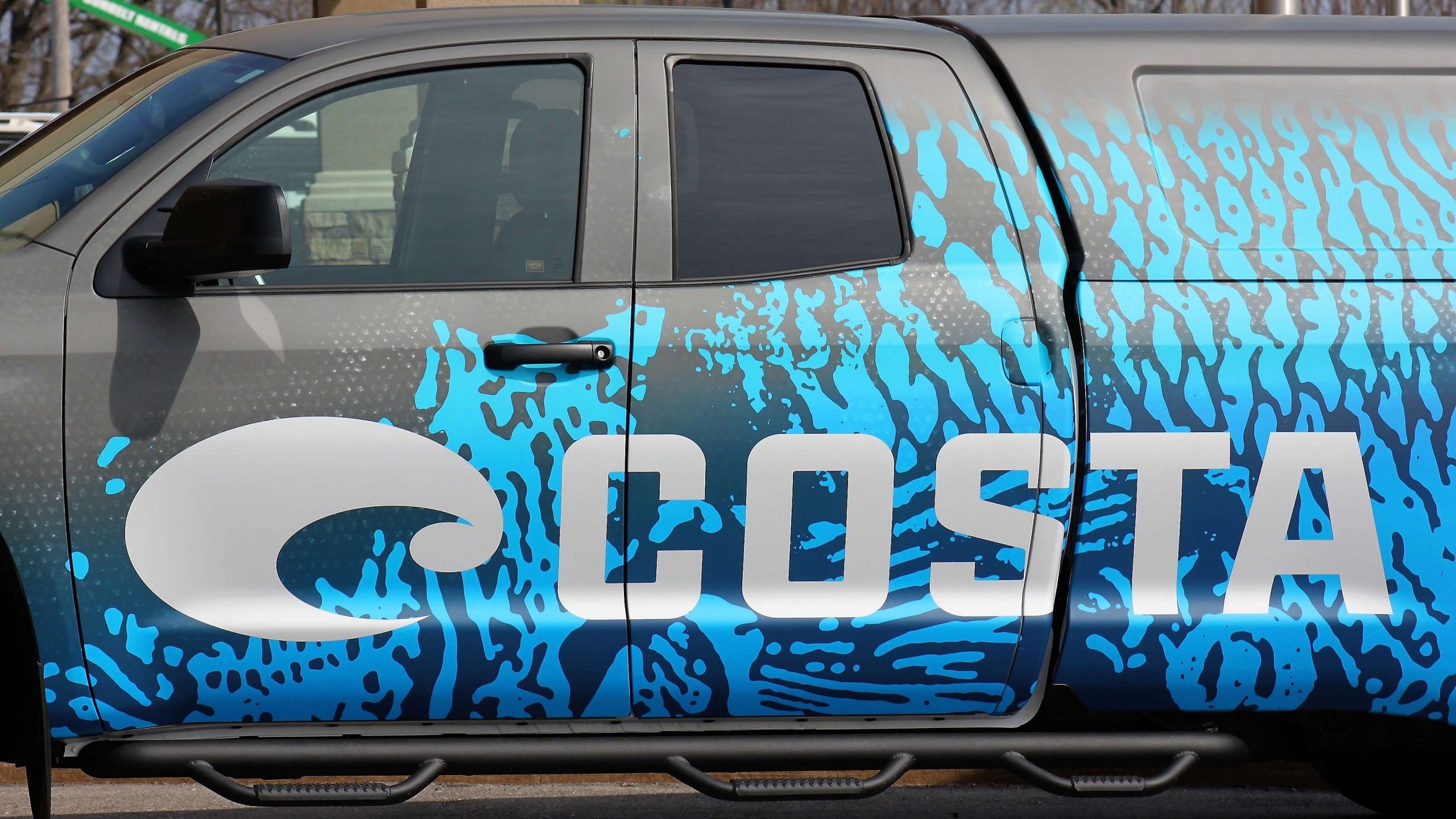 Costa sponsors the Bassmaster High School Series, and this Toyota truck lets us know that loudly and proudly.