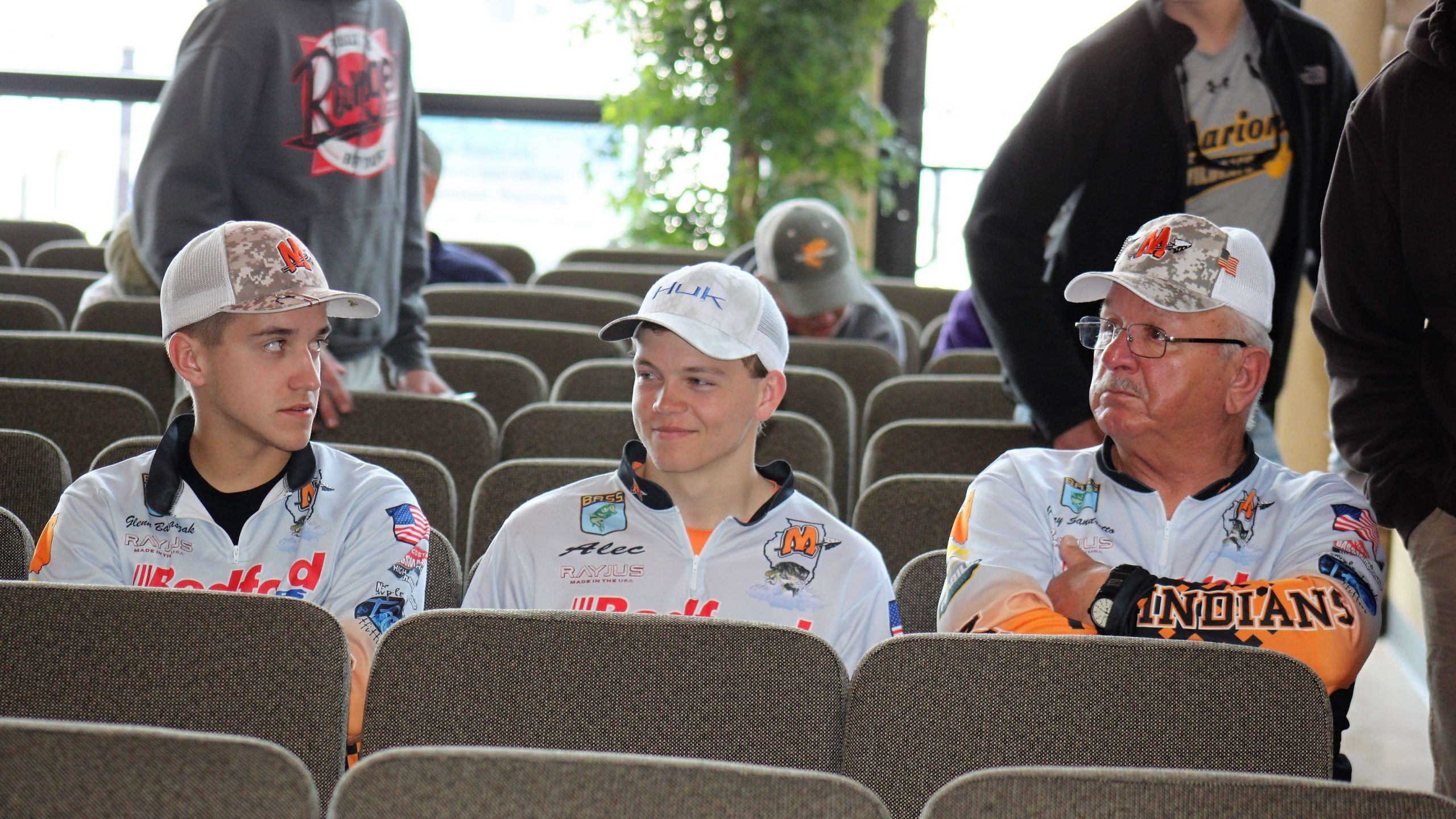 Anglers Glenn Banaszak and Alec Berens of the Minooka (Illinois) Anglers Bass Club are here with their captain Jerry Sandretto.
