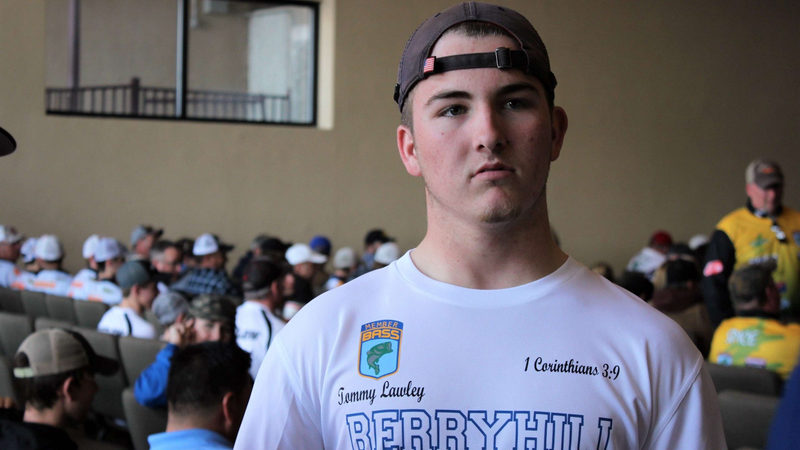 Tommy Lawley of Berryhill (Okla.) means business when he checks in on Saturday.