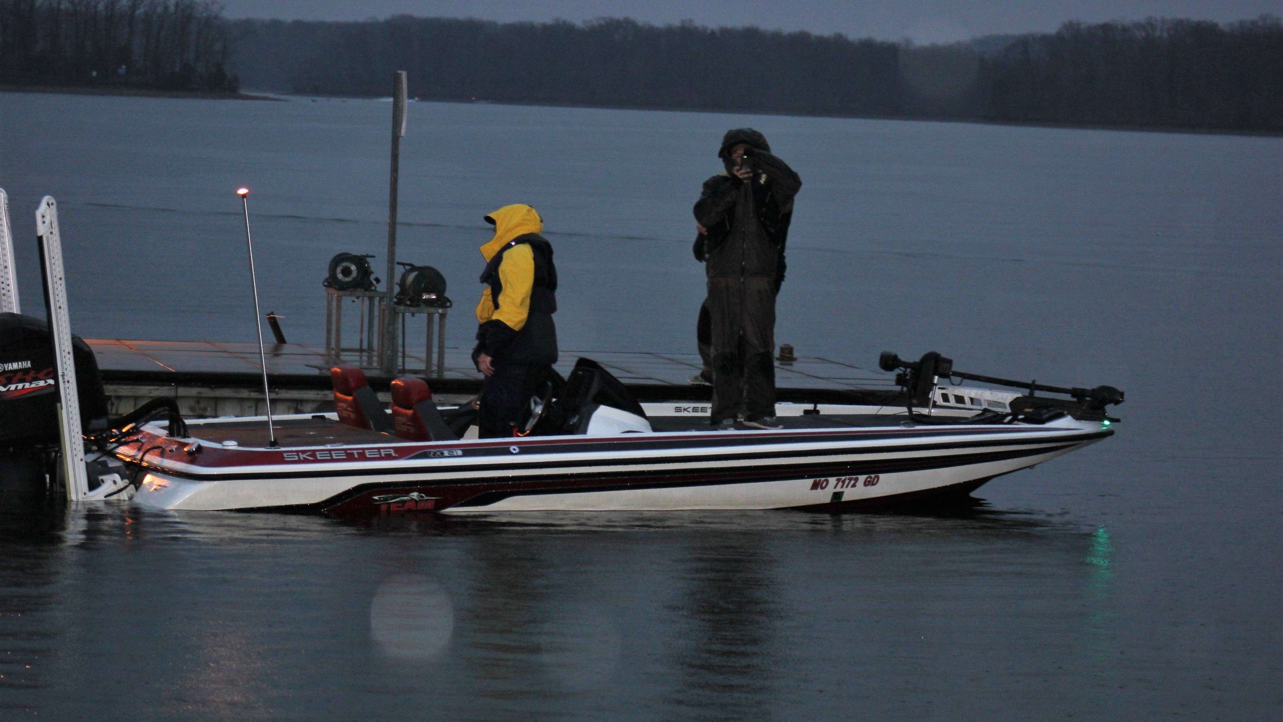 Thereâs boat No. 1 of the day â Douglas Guidorzi and William Curtright are the anglers aboard.