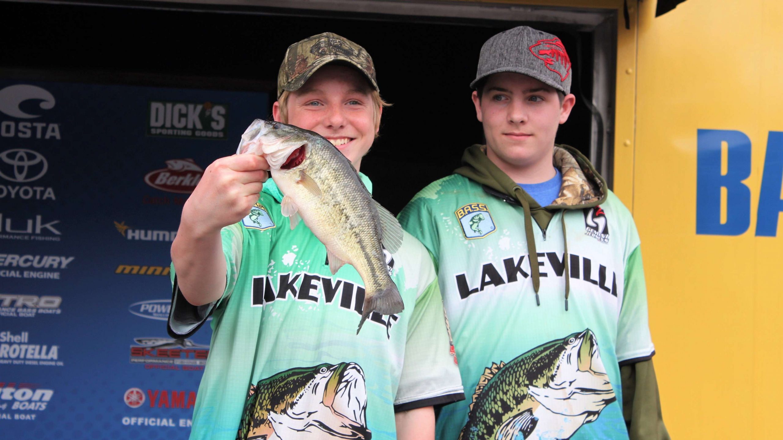 Back to the fishing, and there's the Lakeville boys who only caught one bass on Sunday. It weighed 1-9.